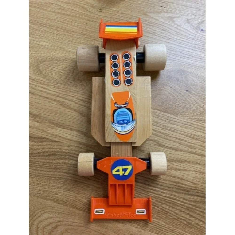 Fisher-Price Montgomery Schoolhouse Wood Toy Vehicle Lot 5pc Kids Orange Good